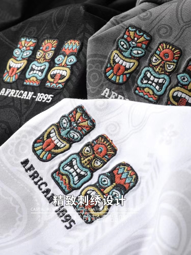 Short sleeved T-shirt, men's full body printed trendy brand slim fit embroidered cotton t-shirt, youth high-end 2023_voghion.com