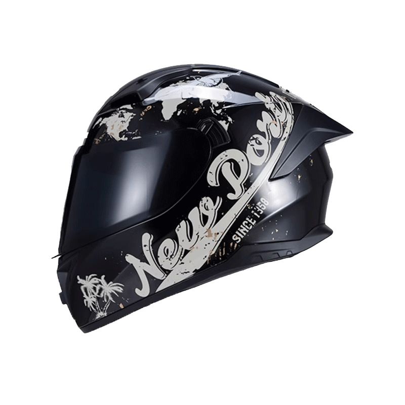 Cascos de motocicleta para hombres y mujeres, motocicleta retrógrado pedaleos de crucero de simulación de cuatro estaciones 3C personalidad anti-nebra casco completo