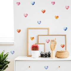 外貿彩繪暈染愛心兒童臥室宿舍玄關家居裝飾牆貼貼紙自粘批發跨境