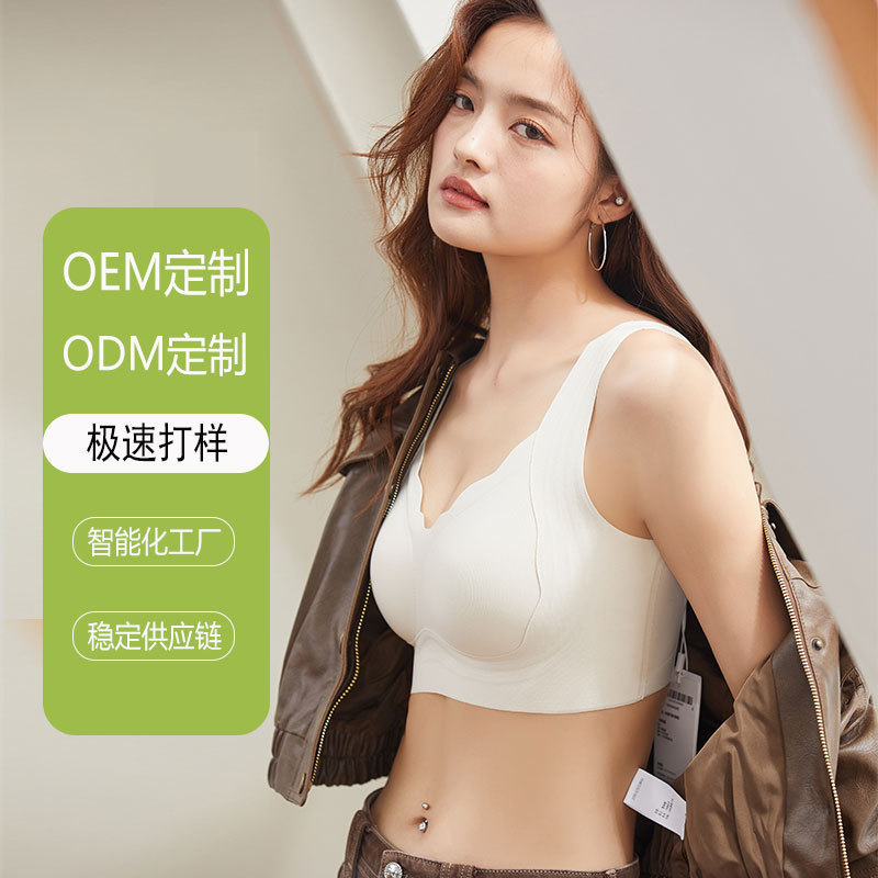 Women Underwear Bra Wire Free Autumn Winter Lingerie Support Plaid Skin-Friendly Sanding Warm Seamless Lift up Stylish