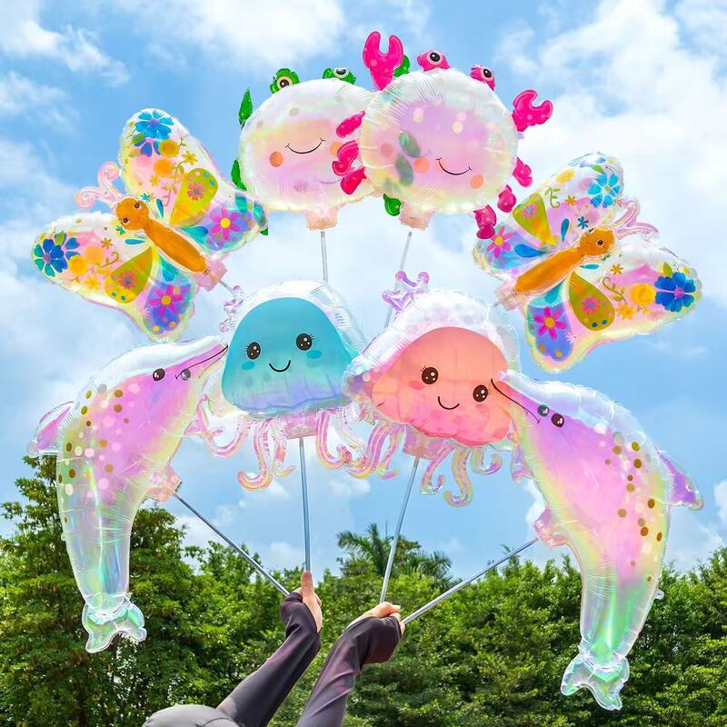 Trendy colorful clip-on animal balloons, children's gift toys, cartoon school sports day props, wholesale for stalls