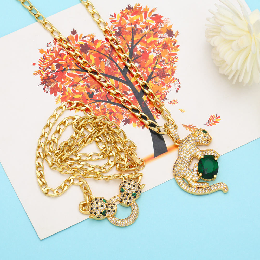Fashion Geometric Animal Copper Necklace Inlay Zircon Copper Necklaces