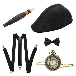 Men's 1920 Gates bipai dress up top hat vintage pocket watch fake cigar strap beard more than suit colors
