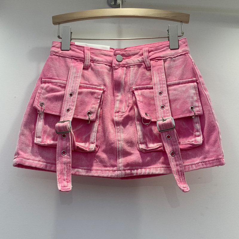 266g Weight Above Knee Dress Length Type Summer Spring Streetwear Solid Color Cotton Above Knee Skirts