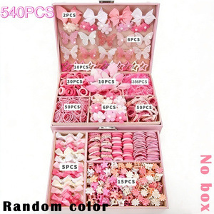 Clips para el cabello de niños, anillo para el cabello, clips para el cabello, caja de regalo, banda de correa de princesa, conjunto de peluquería, regalo diario para bebés