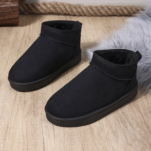 Winter New Snow Boots Large Size Foreign Trade Flat Short-Tube Northeast Cotton Shoes for Women with Plush Thickened Warm Snow Boots for Women