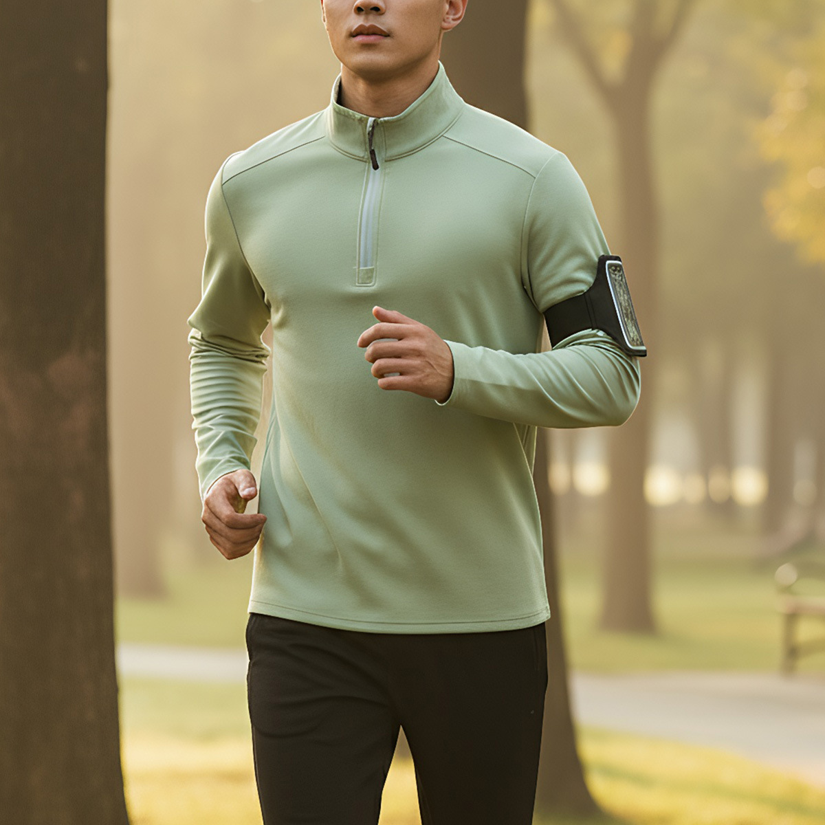 秋冬德绒一体绒立领男士保暖上衣半拉链高领卫衣通勤长袖打底衫