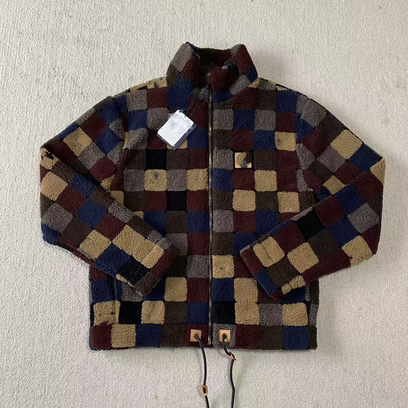 L Brand's New 26Ss Top-Quality Checkerboard Teddy Coat, Unisex, Loose Fit, Casual and Versatile