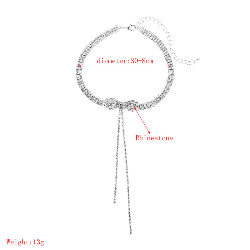 fashion bow rhinestone tassel short necklace wholesalepicture1