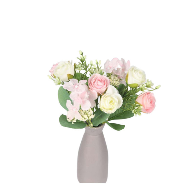 Artificial Rose Bouquet Rose hydrangea auspicioso Bud hogar sala de estar flor falsa planta decoración suministros la boda