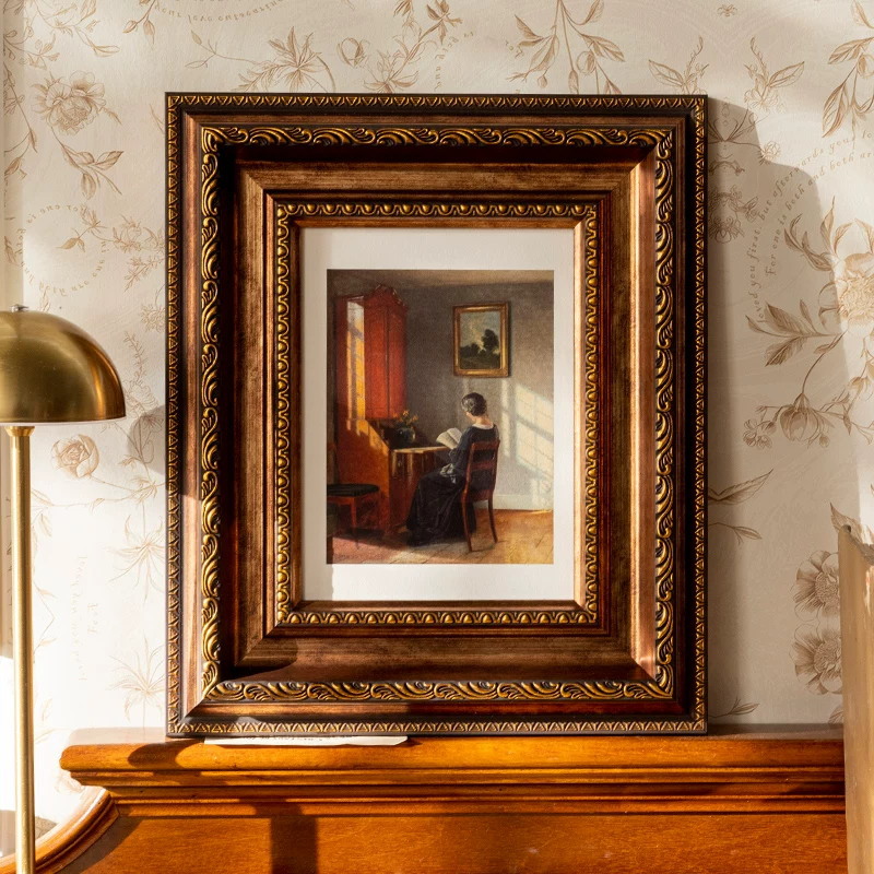 Marco de fotos retro europeo decoración de pared personalizada cuelga marcos de pintura al óleo de estilo americano y francés pequeños adornos de impresión de fotos