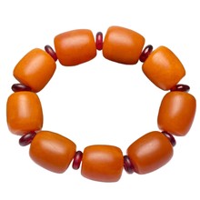 一件代发二代原石老蜜蜡手串男女款鸡油黄磨砂琥珀桶珠手链