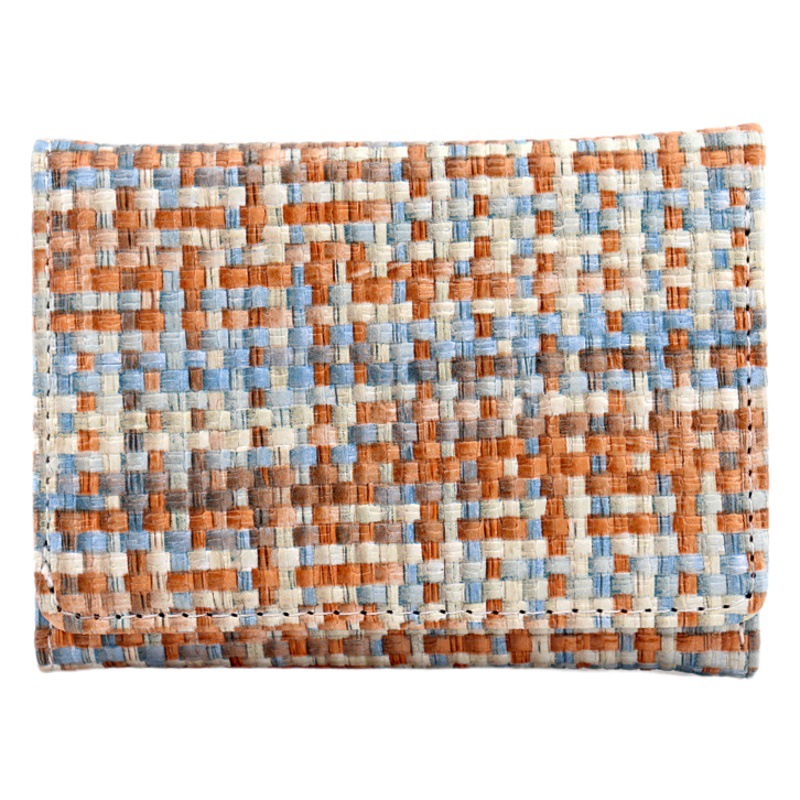 Cartera corta de paja para mujer ultrafina