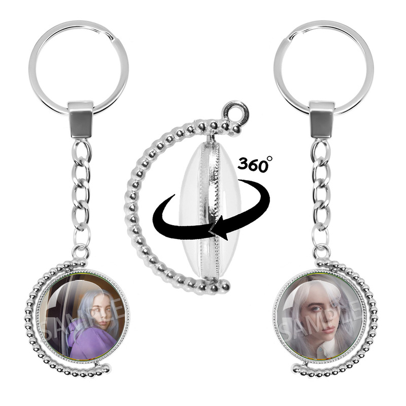 Celebrity Billie Eilish Accessories Double-Sided Rotating Keychain Th017