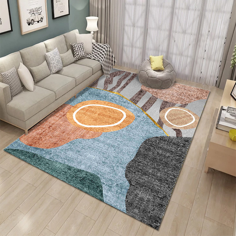 Alfombra nórdica abstracta teñida con tinta para sala de estar, dormitorio y mesita de noche, alfombra de cobertura total, personalizable, lavable a máquina, venta al por mayor transfronteriza.