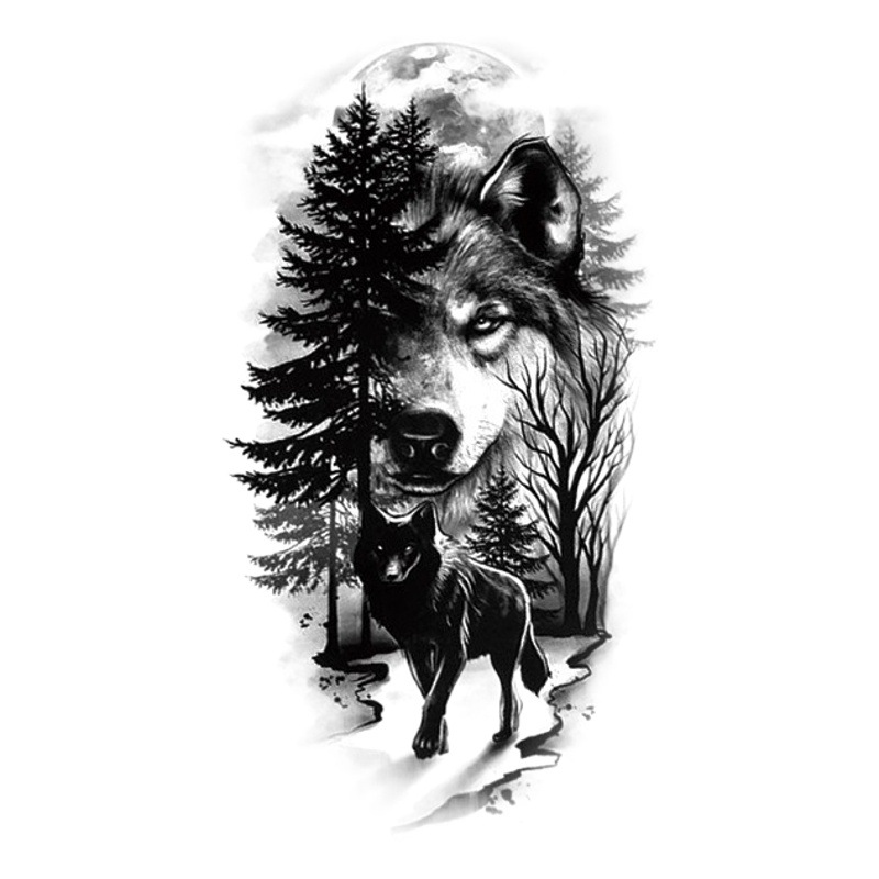 Pegatina de tatuaje de tigre medio brazo León patrón grande transferencia de agua transfronteriza AliExpress Amazon traje en stock