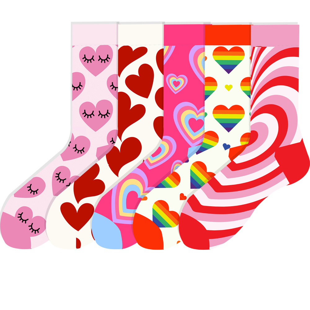 1128g Weight Socks Classification 20 Pairs Cute Sweet Women's Heart Shape Polyester Cotton Polyester Crew Socks