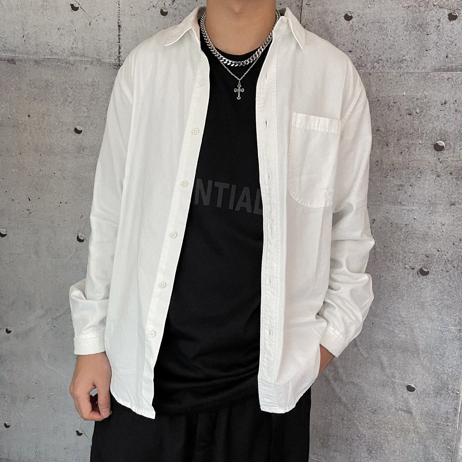 New Hot INS Dark Wind Cross Pendant Hip Hop Personality Double Layer Design Titanium Steel Necklace Men's Chain Sweater_voghion.com