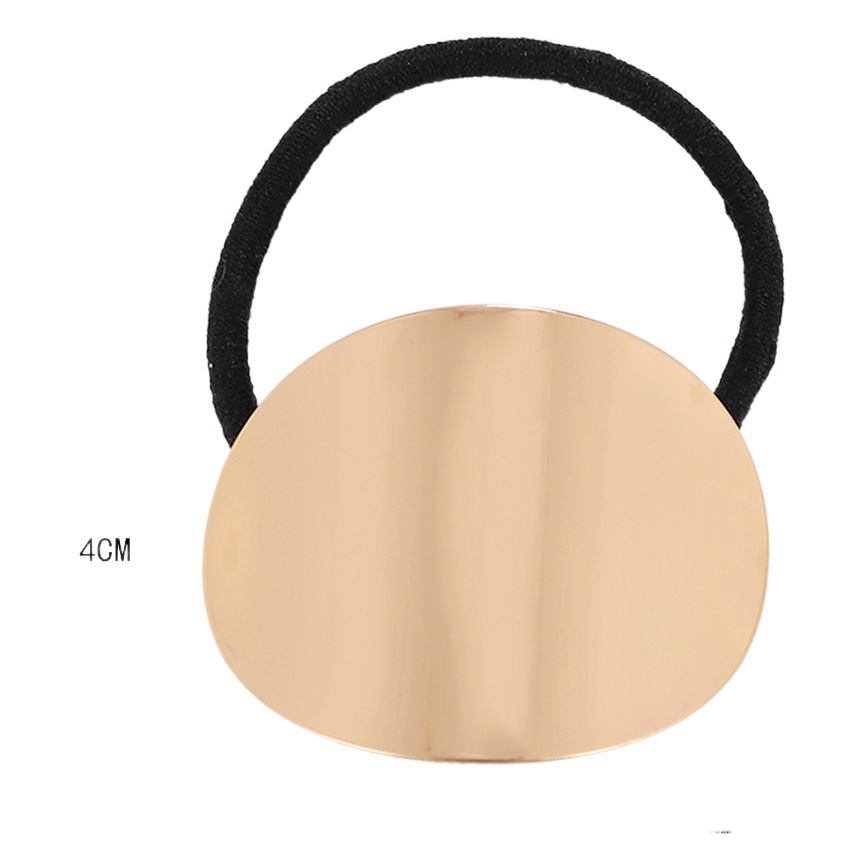 Corea del Sur simple ovalada brillante metal cepillado cuerda de pelo de las mujeres de alta banda de Pelo elástico lazo de pelo banda de goma cuerda de cabeza