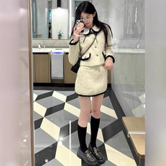轻奢小香风套装法式贵气毛呢外套女气质温柔复古风千金休闲半裙