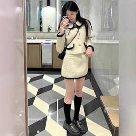 轻奢小香风套装法式贵气毛呢外套女气质温柔复古风千金休闲半裙