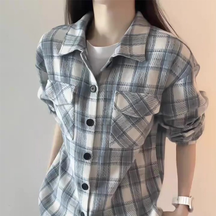 Sky Blue Woolen Plaid Shirt Men's Autumn and Winter Fleece-Lined American Cleanfit Long-Sleeved Plaid Woolen Shirt Jacket Sky Blue Woolen Plaid Shirt Men's Autumn and Winter Fleece-Lined American Cleanfit Long-Sleeved Plaid Woolen Shirt Jacket