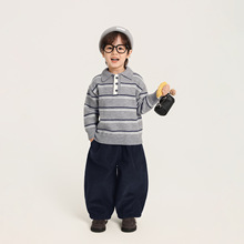 男童毛衣秋冬新款儿童冬装中小童条纹翻领线衫童装批发代发S223