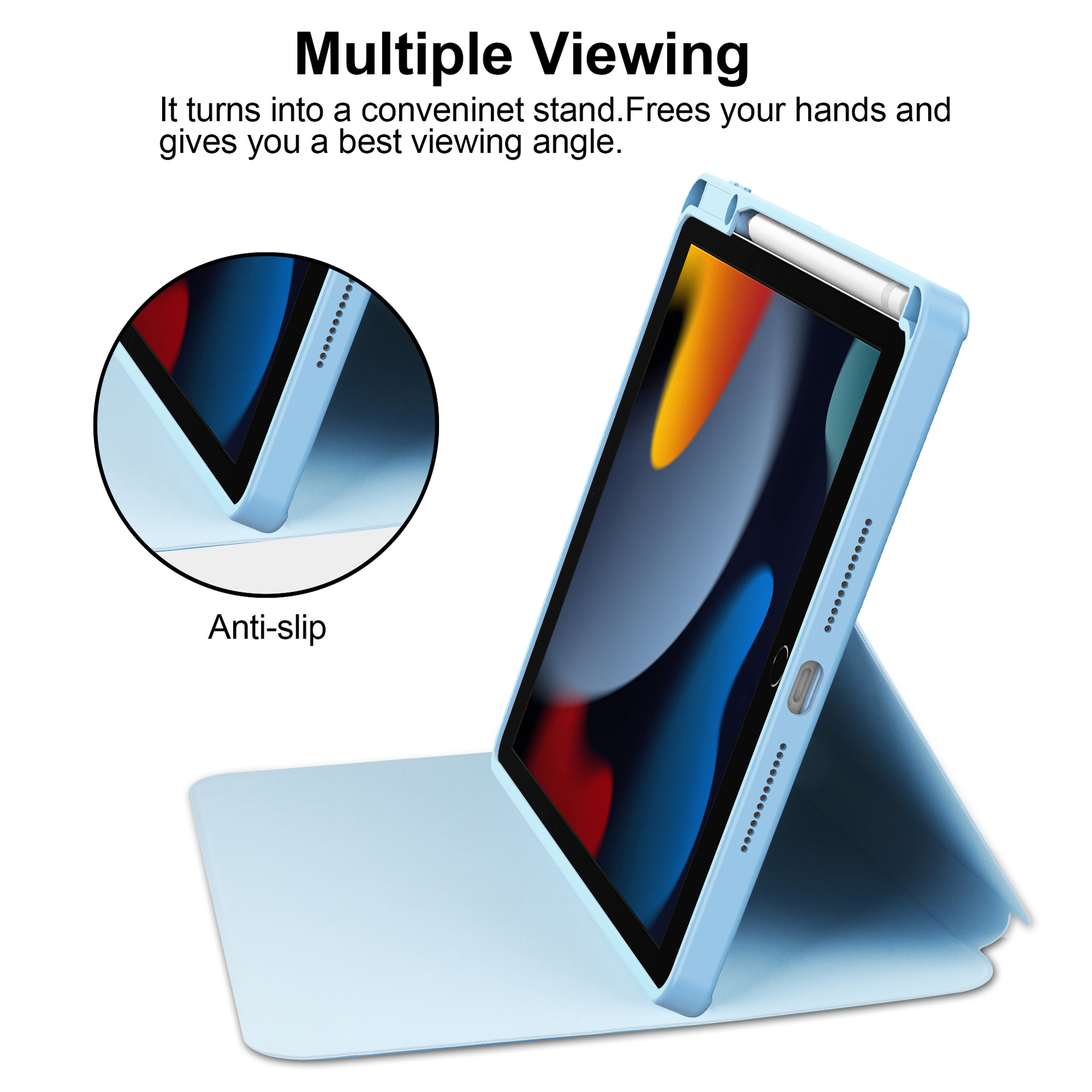 Estudo de Apple iPad 10.2 Estudo de acrílico transparente iPad789 doble plegable soporte de libro bolígrafo