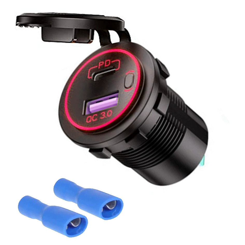 Новый автомобильный зарядное устройство PD 45W с QC3.0 быстрой зарядкой, электронная кнопка, совместимо 12-24V