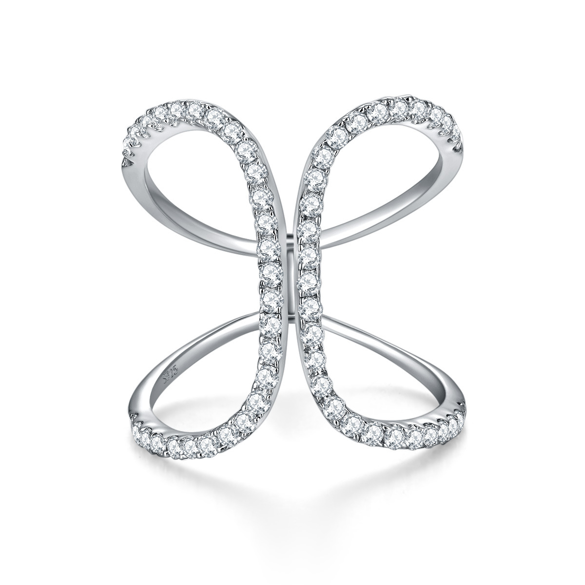 Nuevo estilo transfronterizo venta caliente estilo europeo y americano S925 plata de ley con incrustaciones de platino Moissanstone anillo clásico simple para mujer