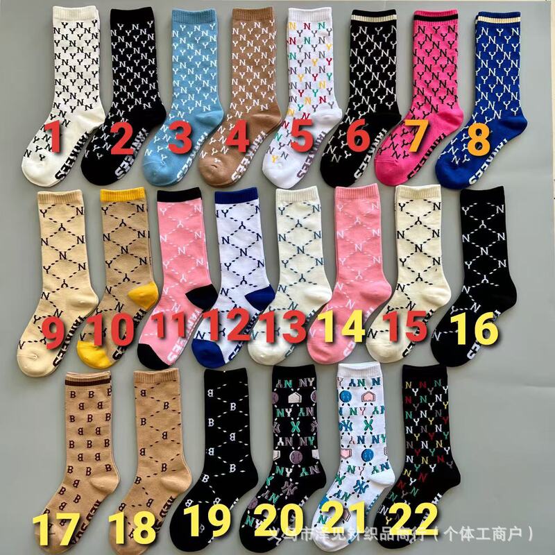 Ny Sports Socks High-Top Trendy Socks K-Style Old Flower Style La Socks Export Full Standard Socks All Year Round Cotton Socks Letter Style