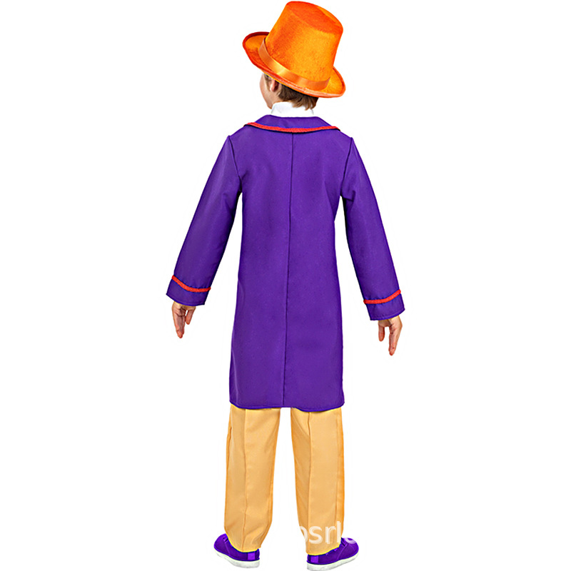 Traje de Halloween para niños Una pieza de reparto Charlie Chocolate Factory Willewanka cos Traje de actuación