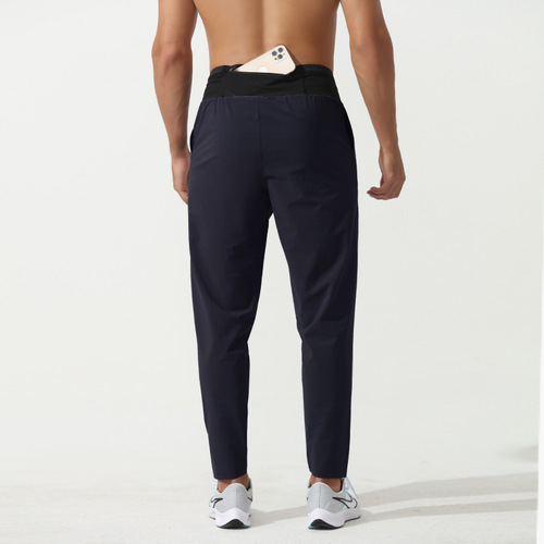 Sports pants men's autumn and winter new long-distance running marathon training multi-functional waist bag waterproof pocket quick-drying trousers