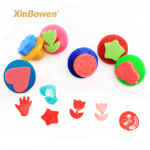 儿童diy早教绘画美术工具 塑料手柄幼儿园彩色趣味卡通海绵印章