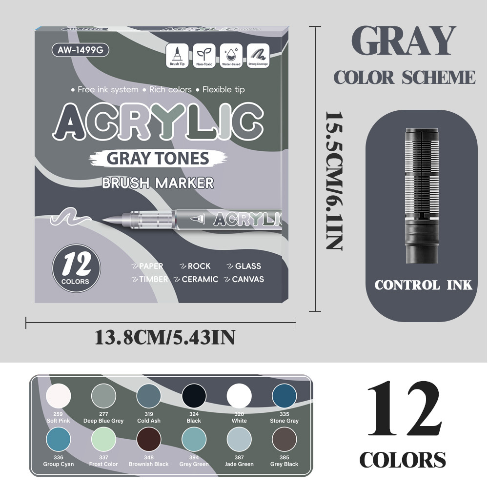 Líquido directo tipo blando acrílico marcador conjunto de pincel de color plegable estudiantes dibujo de color de piel animado acrílico colorido