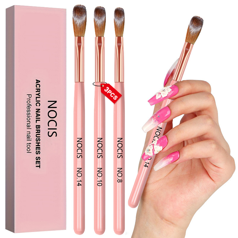 NOCIS Cross-border Nail Art Crystal Pen 3 Pink Wooden Pole High-grade Boxed Nail Art Pen Special in stock