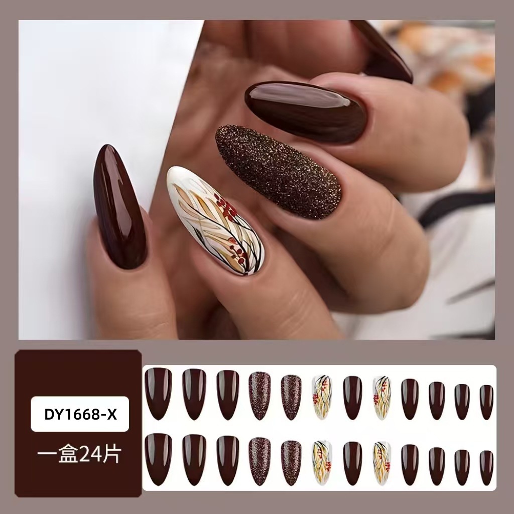 Meilad caramelo gotas de manicure simple parche de uñas polvo brillante Europa y América venta caliente oro otoño trigo usar uñas image 7