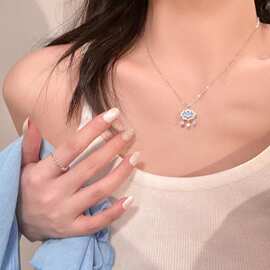 925纯银平安锁项链女夏轻奢小众设计高级感月光石锁骨链气质颈链