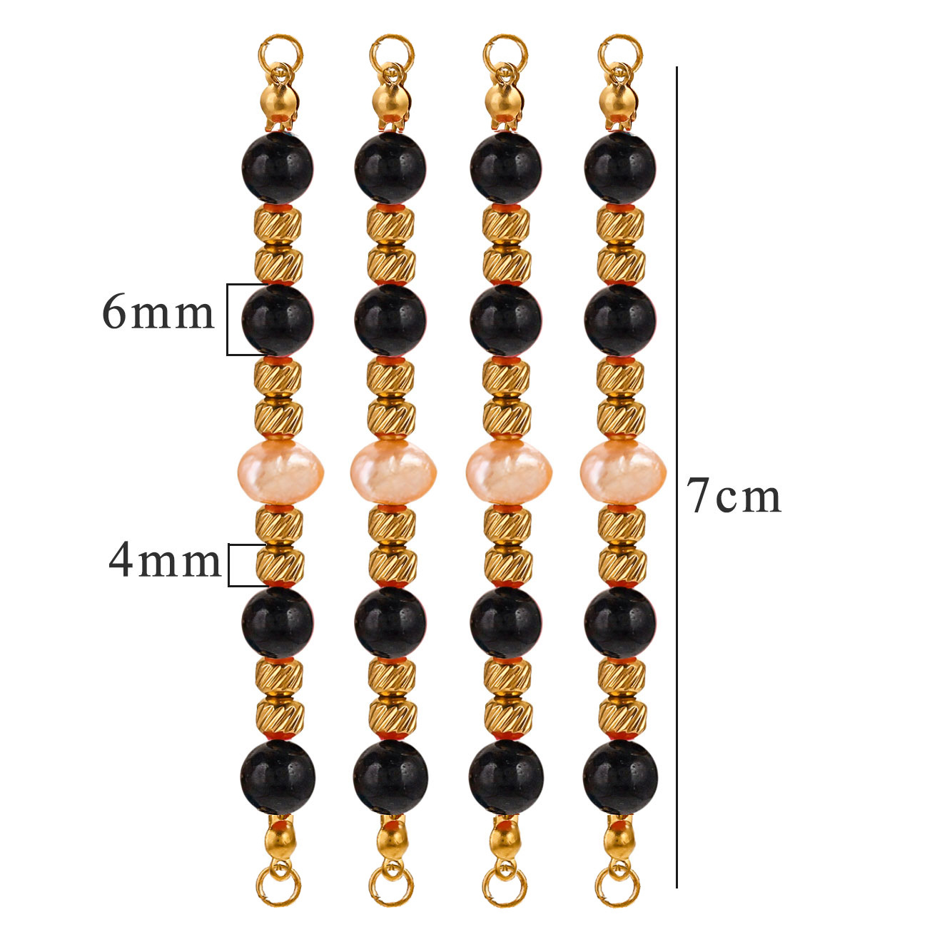 Perlas de piedra natural con cuentas de bricolaje de acero inoxidable, joyería al por mayor de color retro de nicho europeo y americano, colgante de doble orificio