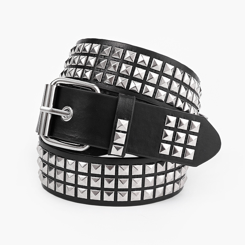 New Punk European and American Pyramid cybery2k Subculture Gothic Bead Rivet Belt Belt Women's Belt