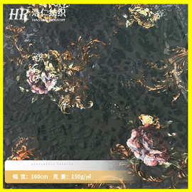 现货供应经编韩国绒烂花面料服装连衣裙数码印花布料批发