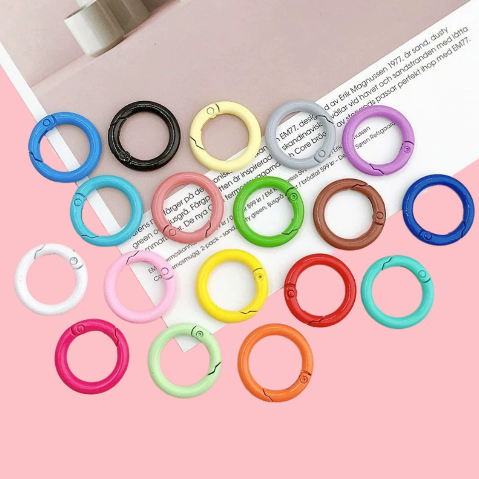 Красочная окрашенная пружинная пряжка 23 мм, металлическое открытое пружинное кольцо, брелок для ключей, круглое стопорное кольцо, кольцо для книги, брелок для ключей, аксессуары