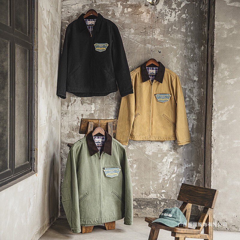 Men's American Retro Barn-Style Detroit Work Jacket with Executive Lapel Canvas Coat for Men in Spring Men's American Retro Barn-Style Detroit Work Jacket with Executive Lapel Canvas Coat for Men in Spring