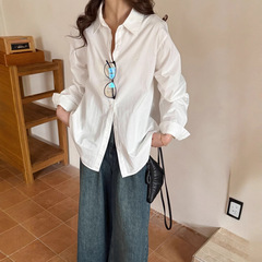 上海蘭芝高級感シンプルな襟付き長袖シャツ女性2025春の新型ゆるい着痩せ上着250076