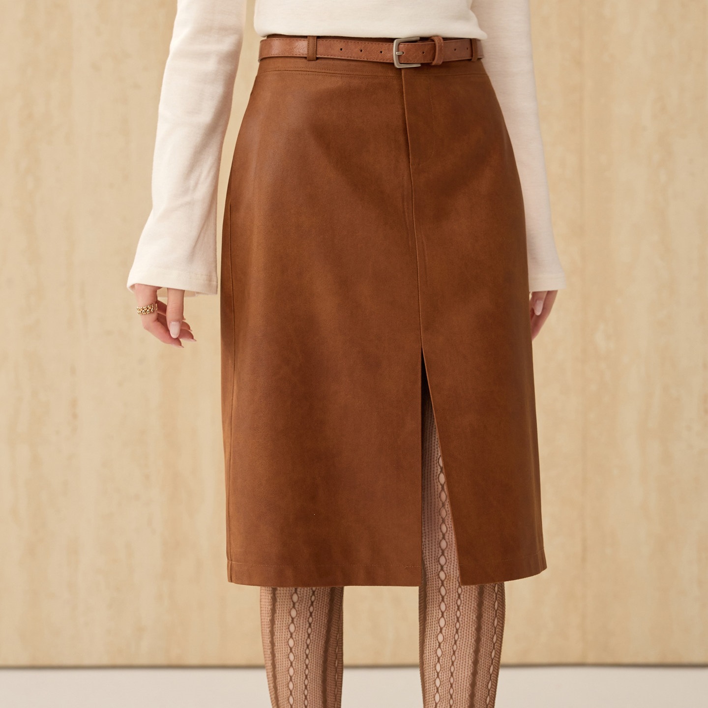 2026 Autumn New Arrival High-Waisted Midi Skirt for Women, Front Slit, Bodycon Skirt 5619