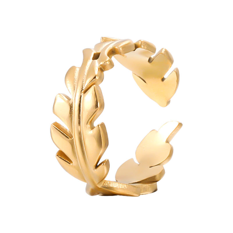 Women'S Gender Fashion Leaves Stainless Steel Plating Open Ring
