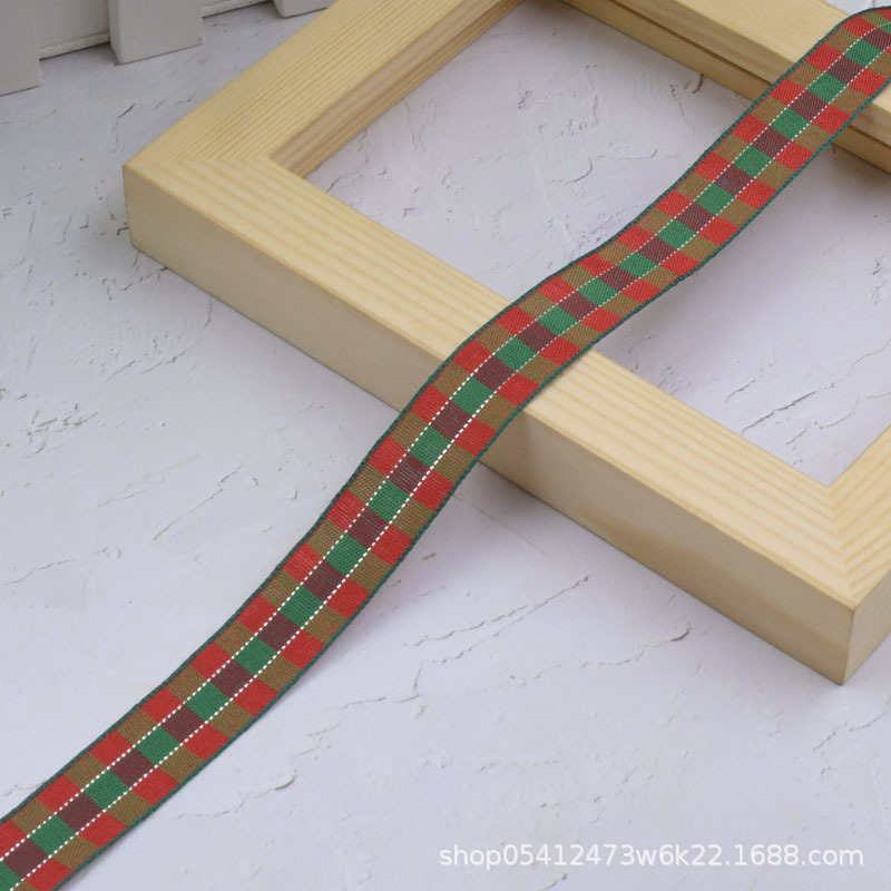Cinta navideña multicolor Plaid cinta flor regalo embalaje decoración navideña DIY joyería material al por mayor