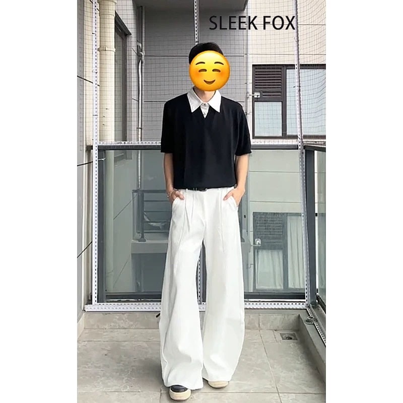 都市闲赴cleanfit廓形西裤秋季老钱松弛感男新品褶皱直筒微喇长裤