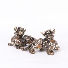 仿古做旧黄铜财富貔貅独角兽铜站貔貅家居工艺品摆件