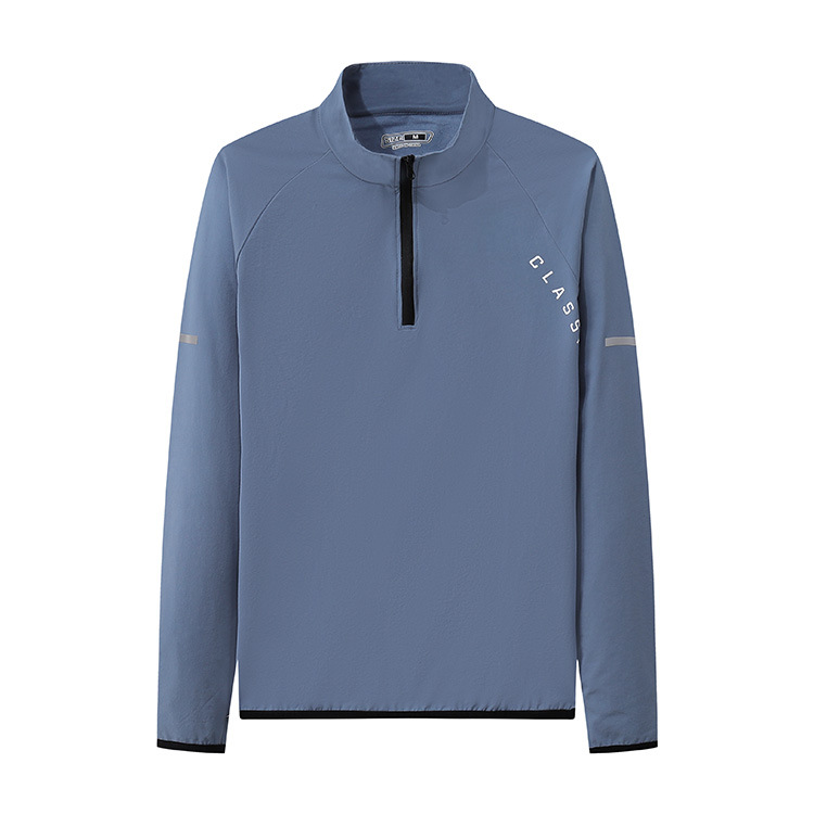 Otoño e invierno de los hombres deportes de media longitud de la cremallera de manga larga suéter al aire libre correr fitness nylon a prueba de viento chaqueta de tenis